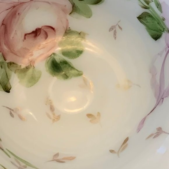 Vintage Fenton Silver Crest Crimped Edge Bowl Hand Painted with Charleton Design - Picture 9 of 11